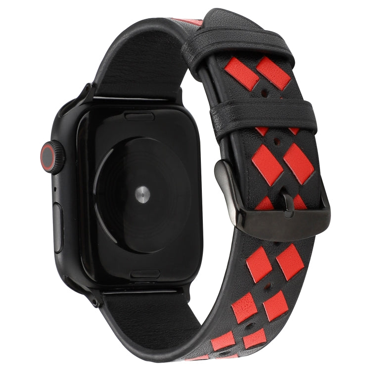 Woven Pattern Genuine Leather Strap, For Apple Watch Series 8&7 41mm / SE 2&6&SE&5&4 40mm / 3&2&1 38mm, For Apple Watch Series 7 41mm / 6 & SE & 5 & 4 40mm / 3 & 2 & 1 38mm, For Apple Watch Series 7 45mm / 6 & SE & 5 & 4 44mm / 3 & 2 & 1 42mm          ...