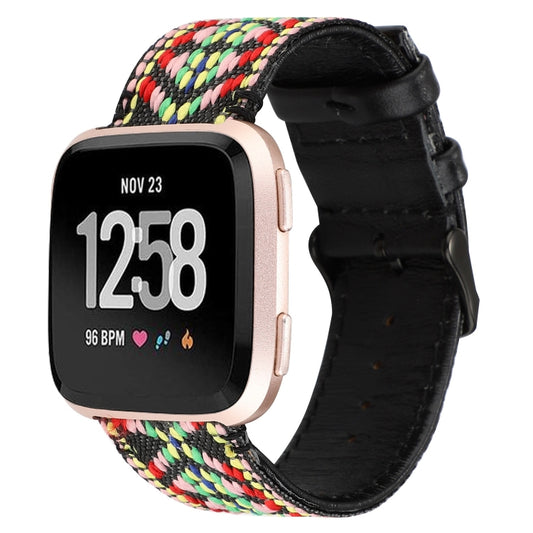 For Fitbit Versa Ethnic Style Genuine Leather Strap