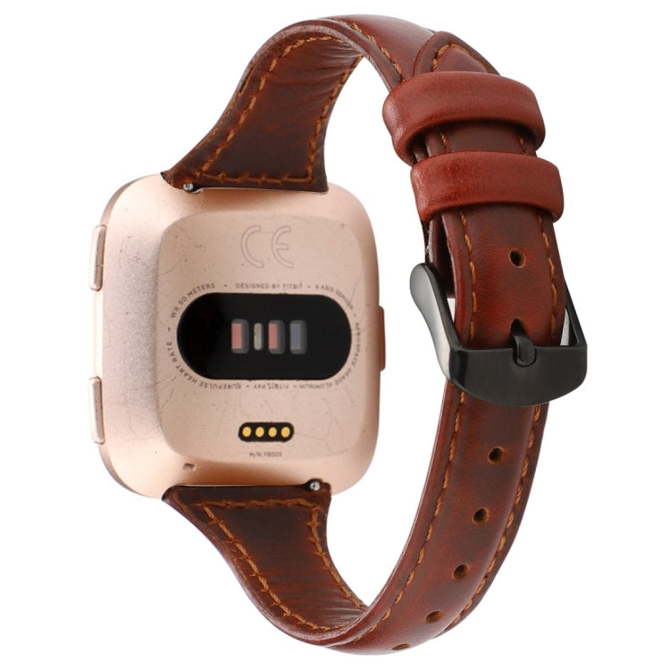 For Fitbit Versa razy Horse Texture Genuine Leather Strap