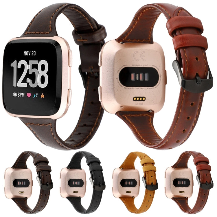 For Fitbit Versa razy Horse Texture Genuine Leather Strap