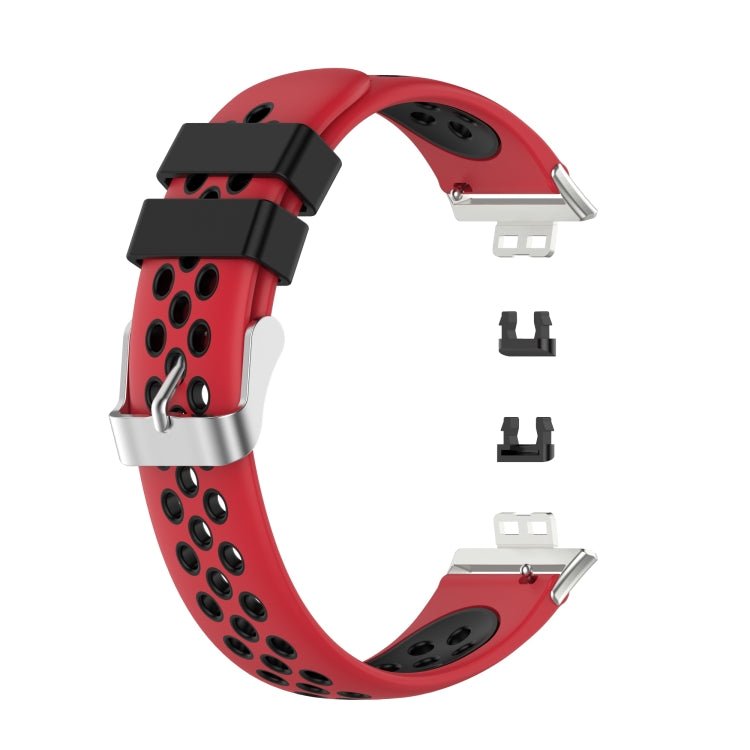 For Huawei Watch Fit 18mm Clasp Style Silicone Two-color Replacement Strap Watchband