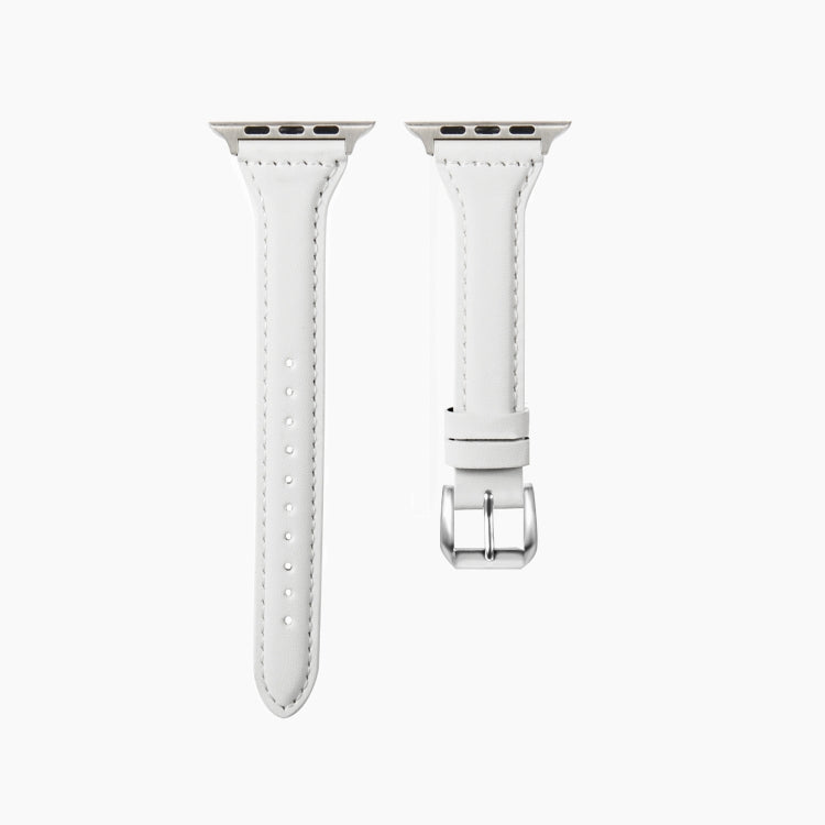Universal T-shaped Thin Leather Watch Strap, For Apple Watch Series 7 45mm / 6 & SE & 5 & 4 44mm / 3 & 2 & 1 42mm, For Apple Watch Series 7 41mm / 6 & SE & 5 & 4 40mm / 3 & 2 & 1 38mm                                                                     ...