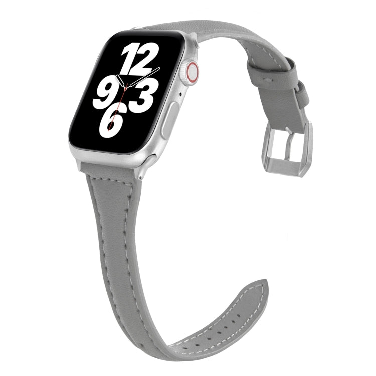 Universal T-shaped Thin Leather Watch Strap, For Apple Watch Series 7 45mm / 6 & SE & 5 & 4 44mm / 3 & 2 & 1 42mm, For Apple Watch Series 7 41mm / 6 & SE & 5 & 4 40mm / 3 & 2 & 1 38mm                                                                     ...