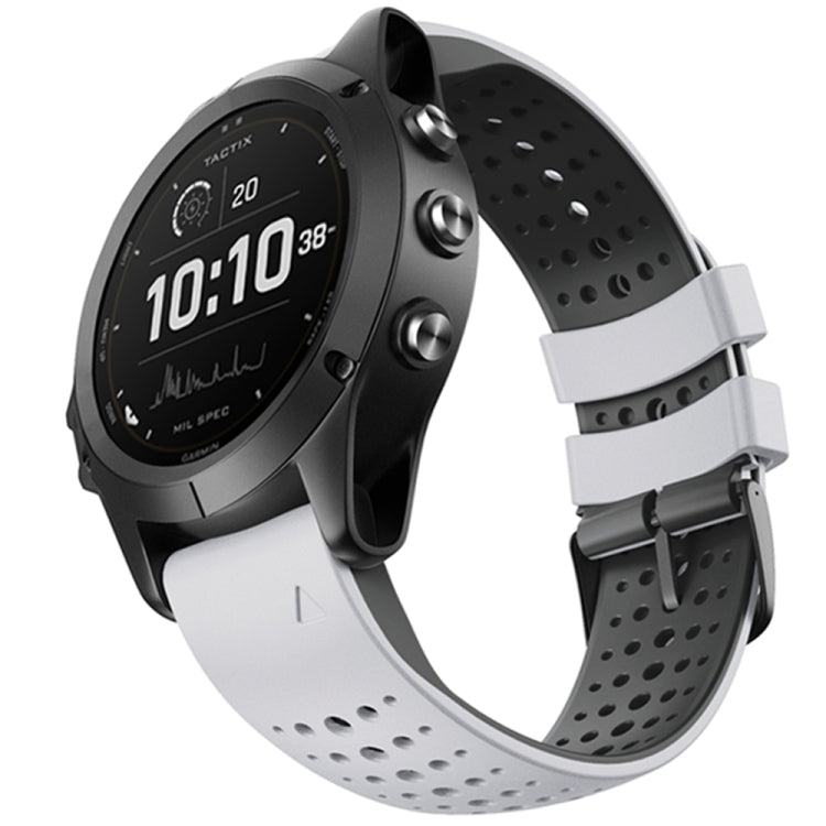 For Garmin Fenix 6 Two-color Silicone Round Hole Quick Release Replacement Strap Watchband, For Garmin Fenix 6
