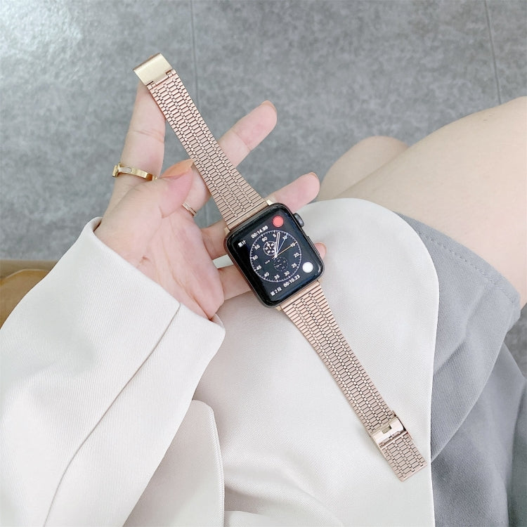 Color Matching Seven Beads Steel Replacement Strap Watchband, For Apple Watch Series 7  41mm / & 6 & SE & 5 & 4 40mm, For Apple Watch Series  7  45mm / & 6 & SE & 5 & 4 44mm