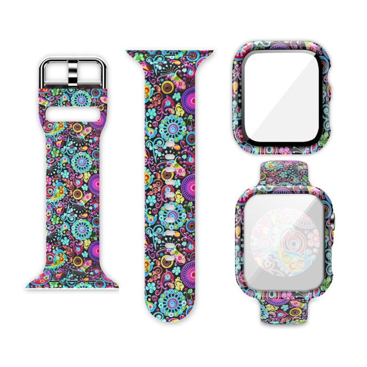 Silicone Printing Integrated Replacement Watch Case Watchband, For Apple Watch Series 6 / 5 / 4 / Watch SE 44mm, For Apple Watch Series 6 / 5 / 4 / Watch SE 40mm, For Apple Watch Series 3 & 2 & 1 42mm