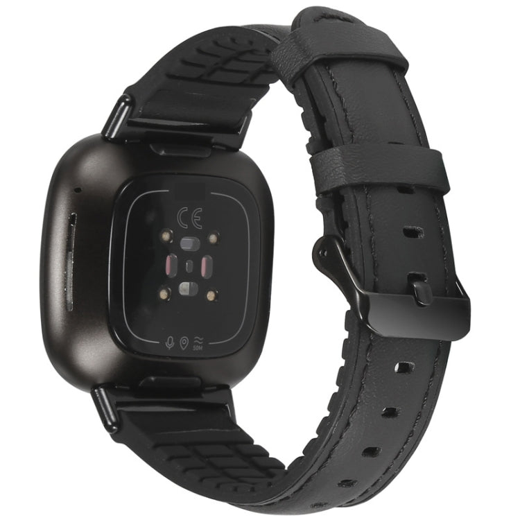 Leather + Silicone Replacement Strap Watchband, For Fitbit Versa 3