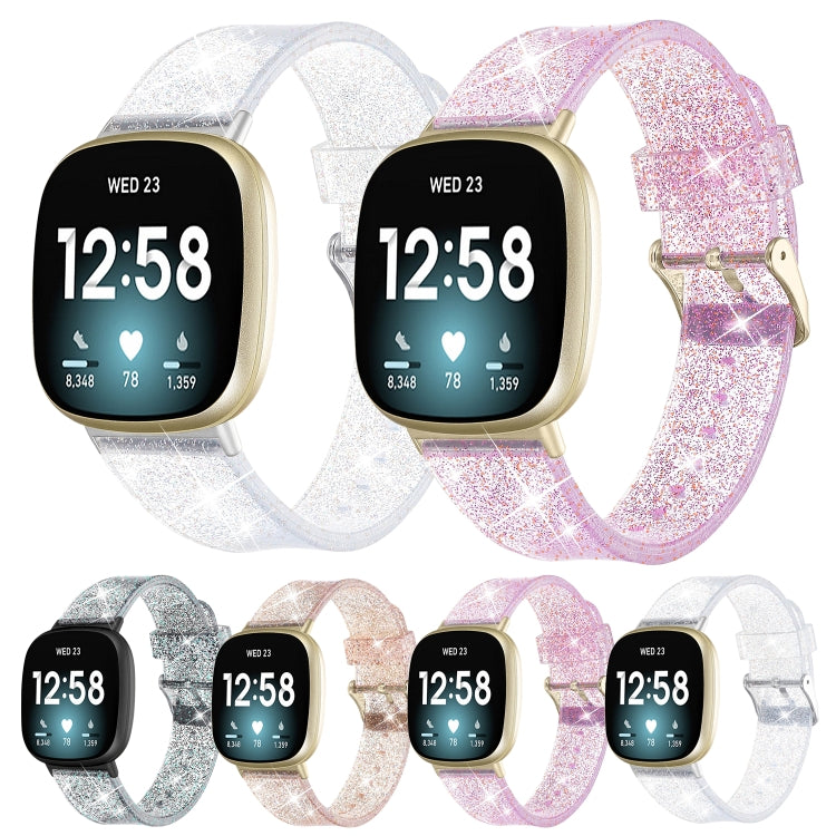 Glitter Powder Silicone Replacement Strap Watchband, For Fitbit Versa 3