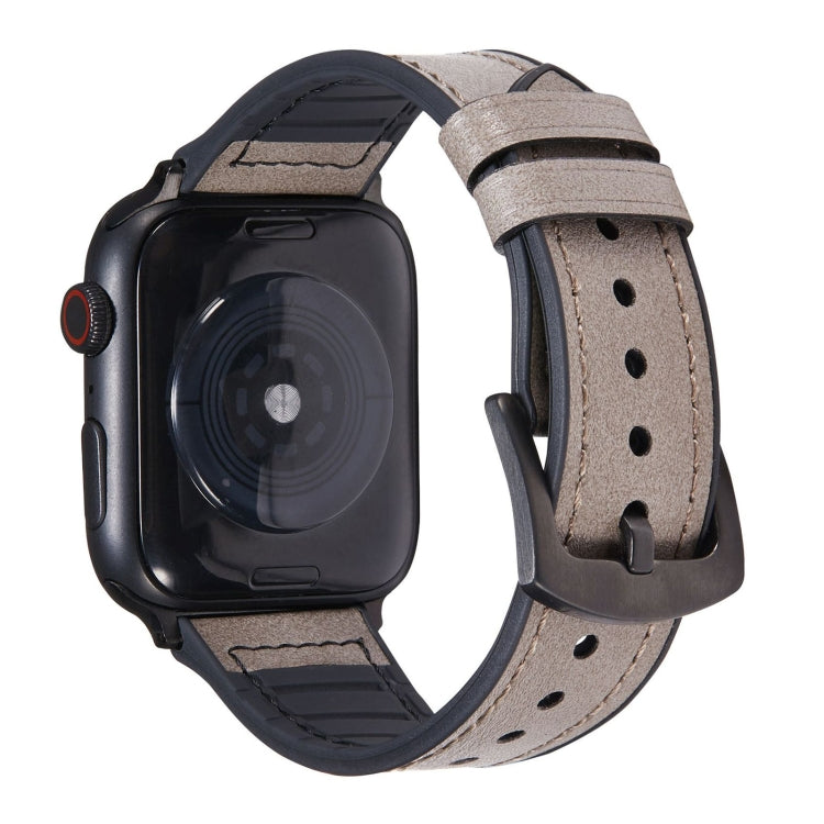 Crazy Horse Texture Leather Replacement Watchbands For Apple Watch Series, 7 45mm / 6 & SE & 5 & 4 44mm / 3 & 2 & 1 42mm, 7 41mm / 6 & SE & 5 & 4 40mm / 3 & 2 & 1 38mm