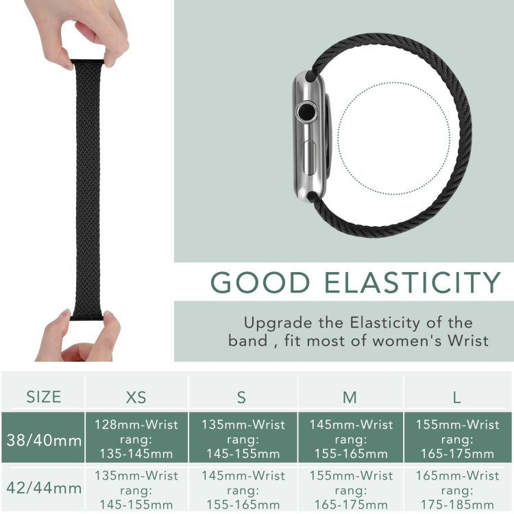 Metal Head Braided Nylon Solid Color Replacement Strap Watchband For Apple Watch Series 6 & SE & 5 & 4 44mm / 3 & 2 & 1 42mm, L 165mm
