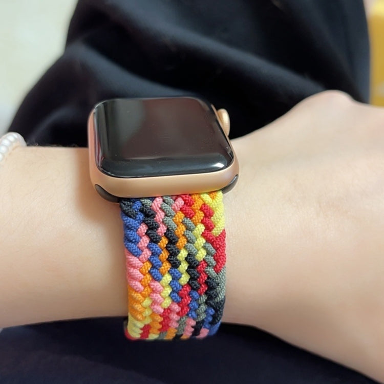 Rainbow Braided Single Loop Replacement Watchbands, Size: S 130mm For Apple Watch Series 6 & SE & 5 & 4 40mm / 3 & 2 & 1 38mm, S 130mm 40mm / 38mm