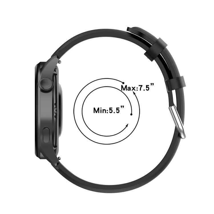 For Huawei Watch 3 / 3 Pro 22mm Round Tail Leather Replacement Strap Watchband