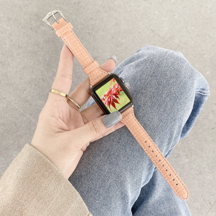 Crocodile Texture Leather Replacement Strap Watchband, For Apple Watch Series 7  41mm / & 6 & SE & 5 & 4 40mm, For Apple Watch Series  7  45mm / & 6 & SE & 5 & 4 44mm