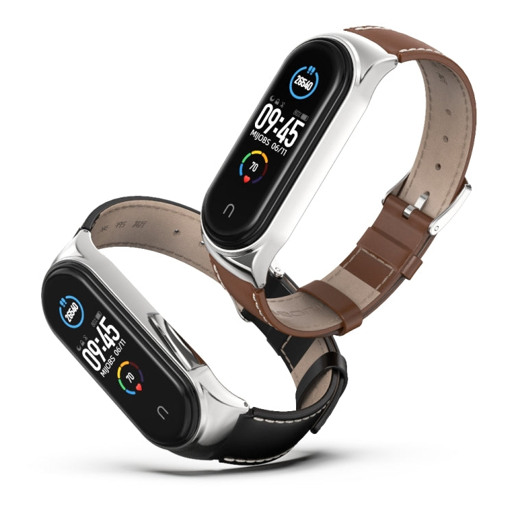 For Xiaomi Mi Band 6 / 5 Mijobs CS First Layer Cowhide Watch Band