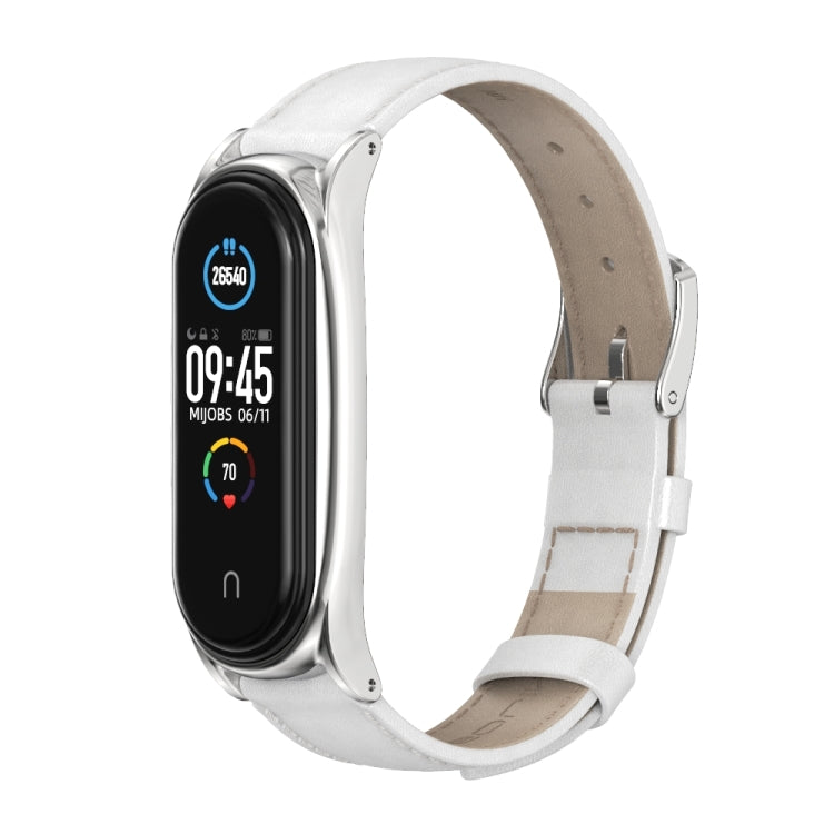 For Xiaomi Mi Band 6 / 5 Mijobs First Layer Cowhide Plus Replacement Watchband