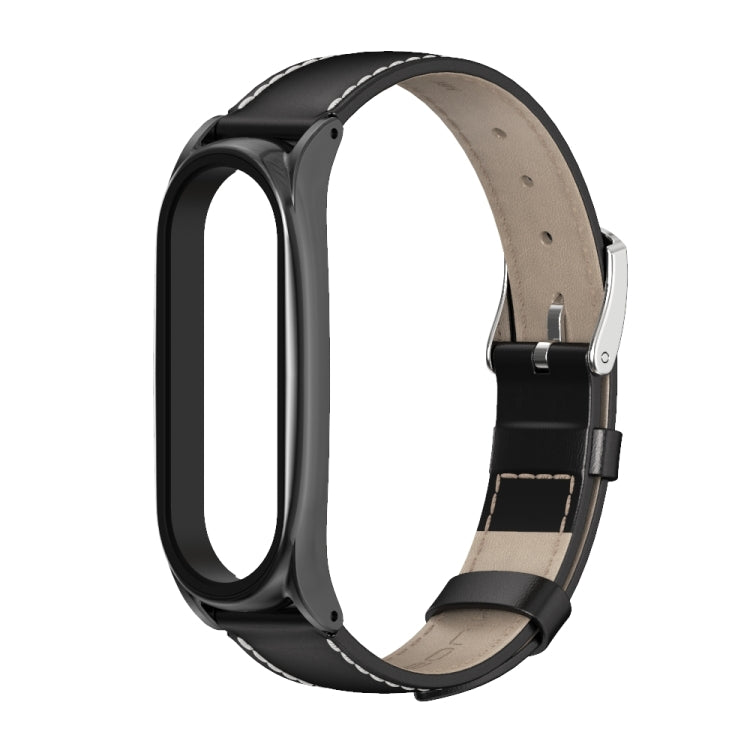 For Xiaomi Mi Band 6 / 5 Mijobs First Layer Cowhide Plus Replacement Watchband