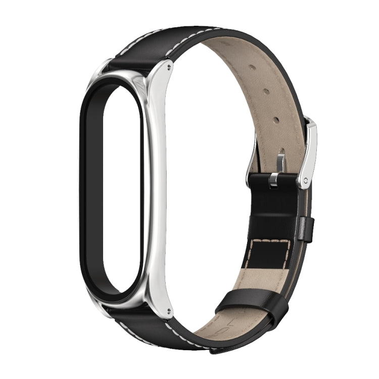 For Xiaomi Mi Band 6 / 5 Mijobs First Layer Cowhide Plus Replacement Watchband