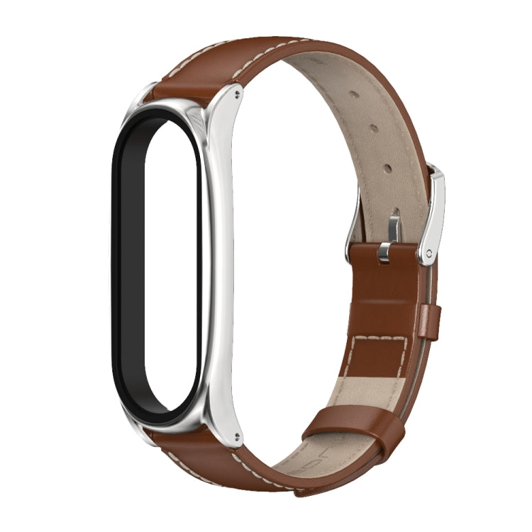 For Xiaomi Mi Band 6 / 5 Mijobs First Layer Cowhide Plus Replacement Watchband