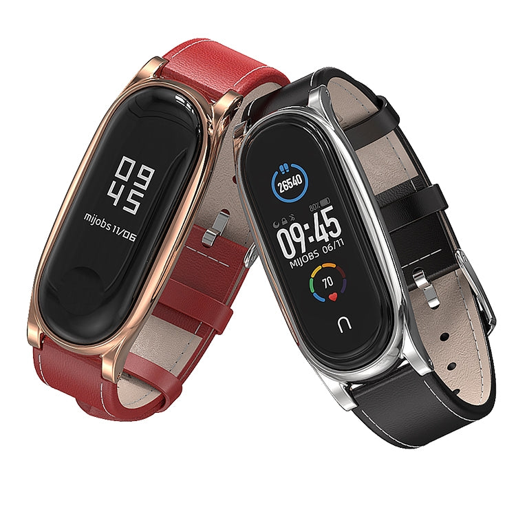 For Xiaomi Mi Band 6 / 5 Mijobs First Layer Cowhide Plus Replacement Watchband