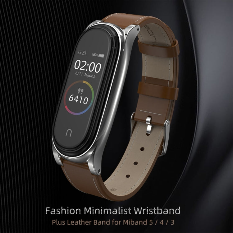 For Xiaomi Mi Band 6 / 5 Mijobs First Layer Cowhide Plus Replacement Watchband