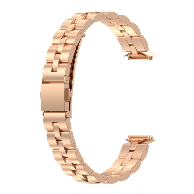 For Fitbit Luxe Special Edition Three-beads Stainless Steel Flat Buckle Replacement Strap Watchband