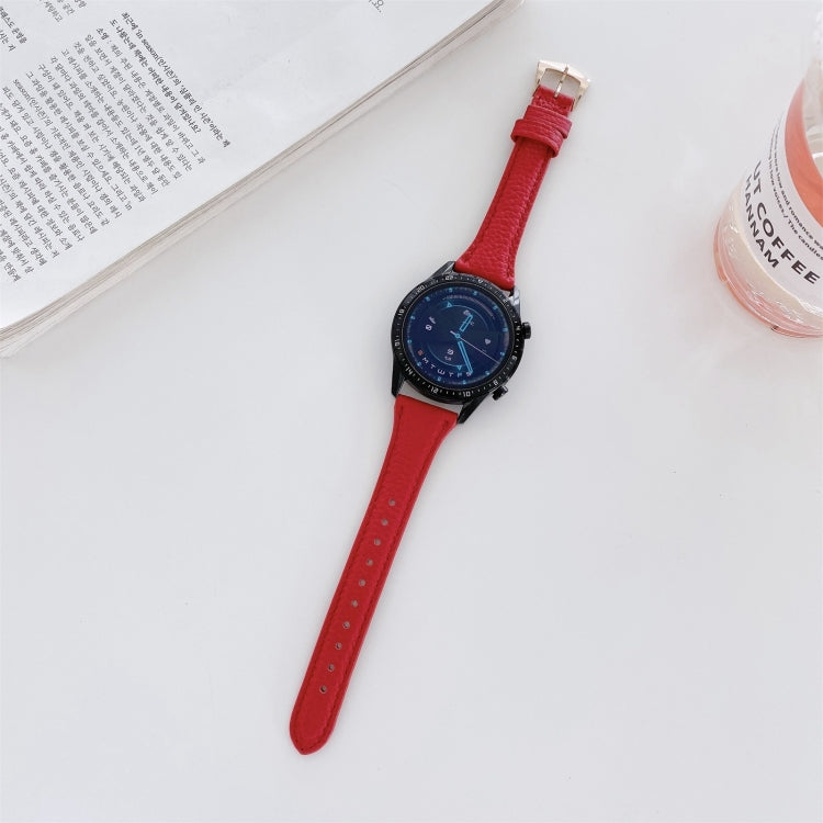 Small Waist Lychee Texture Leather Replacement Strap Watchband, 20mm, 22mm