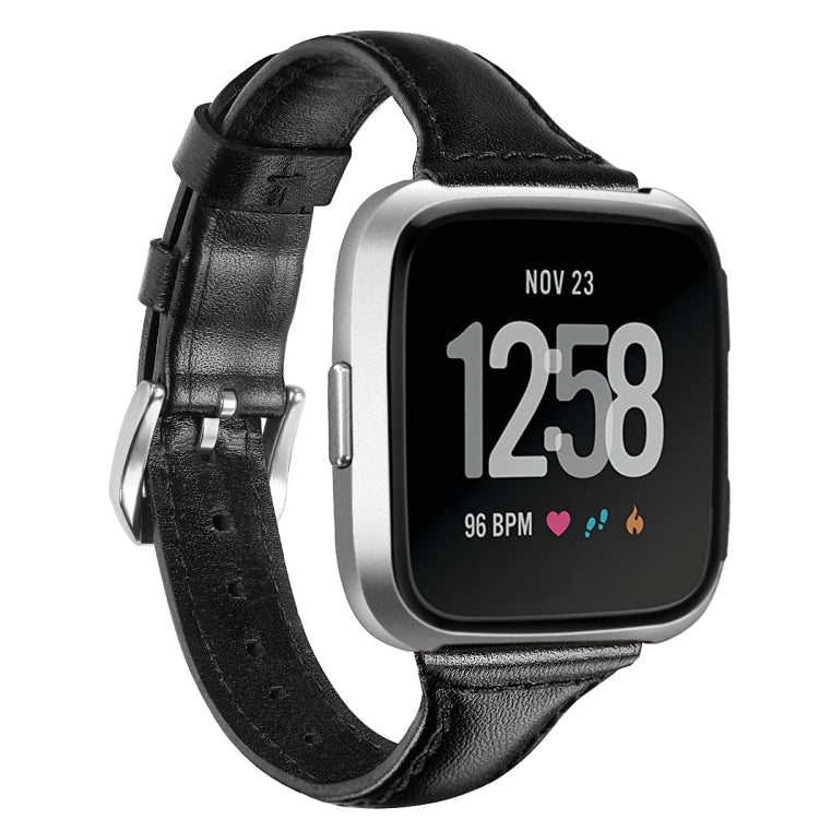 For Fitbit Versa 2 Smart Watch Genuine Leather Wrist Strap Watchband, Shrink Version