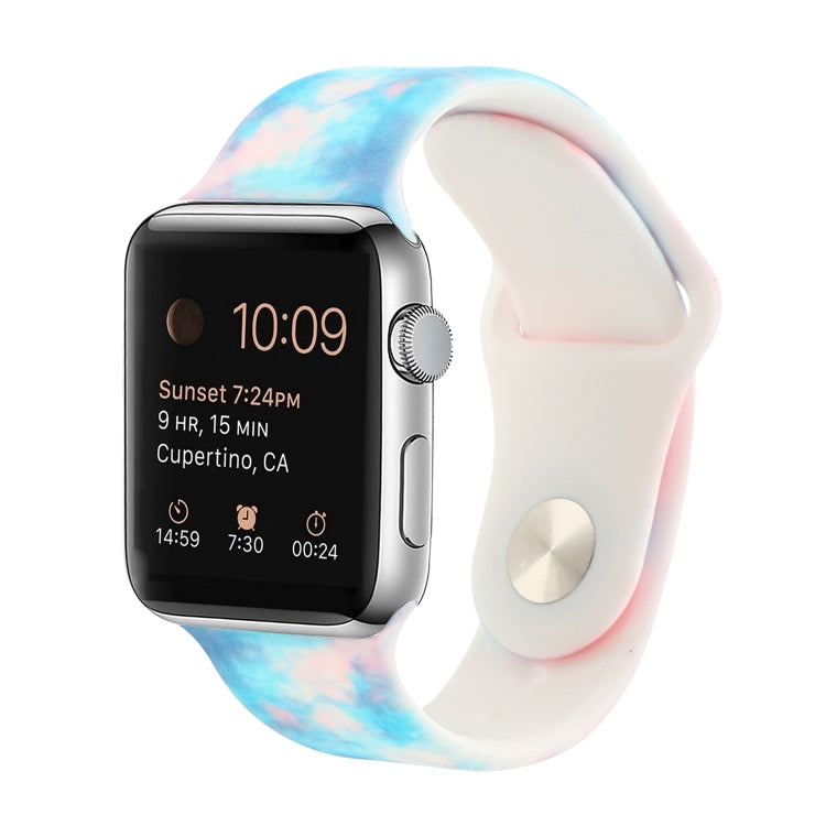 Silicone Painted Pattern Replacement Watchband For Apple Watch Series, 7 41mm / 6 & SE & 5 & 4 40mm / 3 & 2 & 1 38mm, 7 45mm / 6 & SE & 5 & 4 44mm / 3 & 2 & 1 42mm
