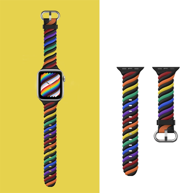 Two-color Twist Silicone Replacement Strap Watchband For Apple Watch Series, 7 41mm / 6 & SE & 5 & 4 40mm / 3 & 2 & 1 38mm, 7 45mm / 6 & SE & 5 & 4 44mm / 3 & 2 & 1 42mm