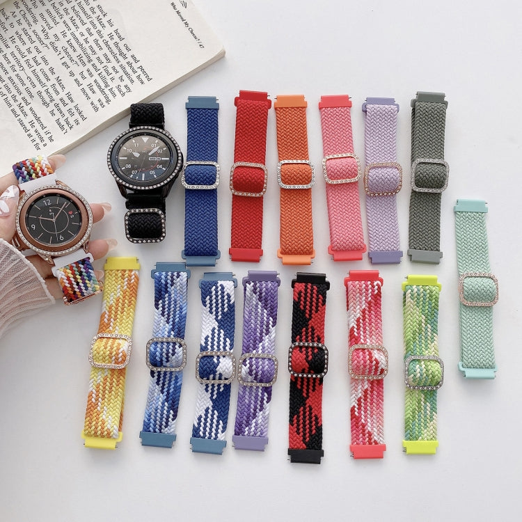 Universal Adjustable Braided Elastic Diamond Buckle Replacement Strap Watchband, For Garmin Venu/Vivoactive 3 20mm, For Garmin Venu 2/Samsung Gear S3 22mm