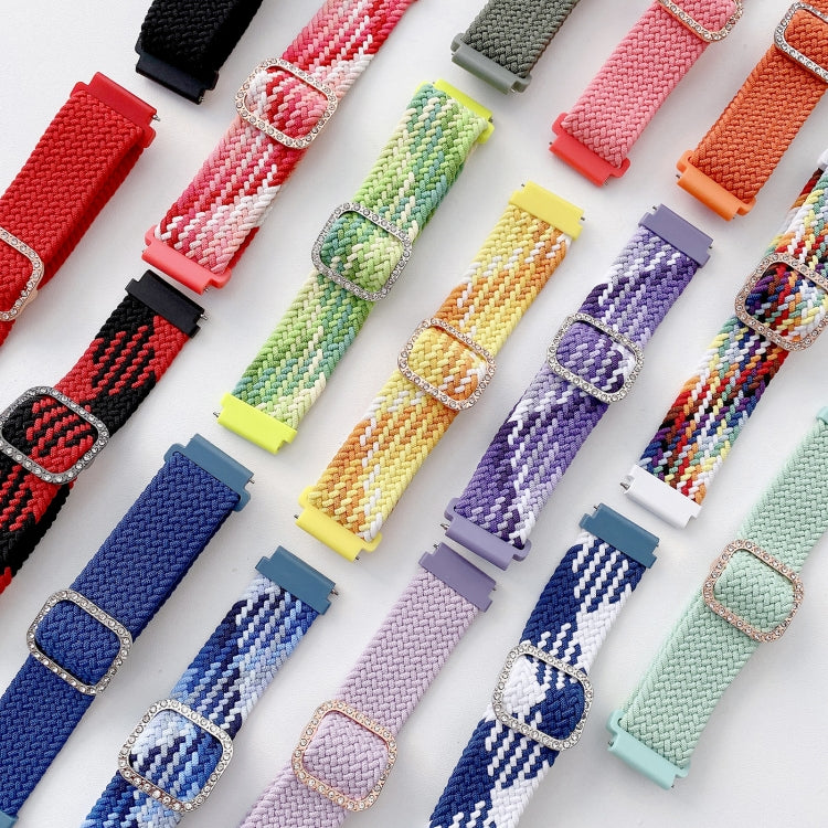 Universal Adjustable Braided Elastic Diamond Buckle Replacement Strap Watchband, For Garmin Venu/Vivoactive 3 20mm, For Garmin Venu 2/Samsung Gear S3 22mm