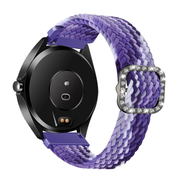 Universal Adjustable Braided Elastic Diamond Buckle Replacement Strap Watchband, For Garmin Venu/Vivoactive 3 20mm, For Garmin Venu 2/Samsung Gear S3 22mm