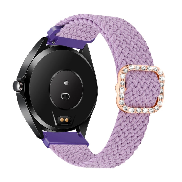 Universal Adjustable Braided Elastic Diamond Buckle Replacement Strap Watchband, For Garmin Venu/Vivoactive 3 20mm, For Garmin Venu 2/Samsung Gear S3 22mm