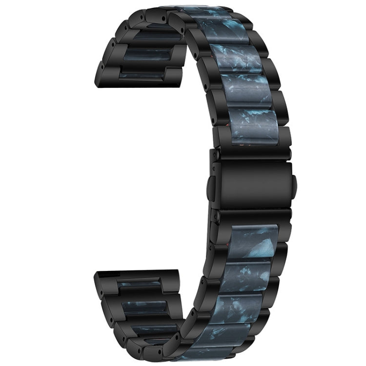 Universal Three-beads Stainless Steel + Resin Replacement Strap Watchband, For Garmin Venu/Vivoactive 3 Music 20mm, For Huawei Watch 3/3 Pro 22mm