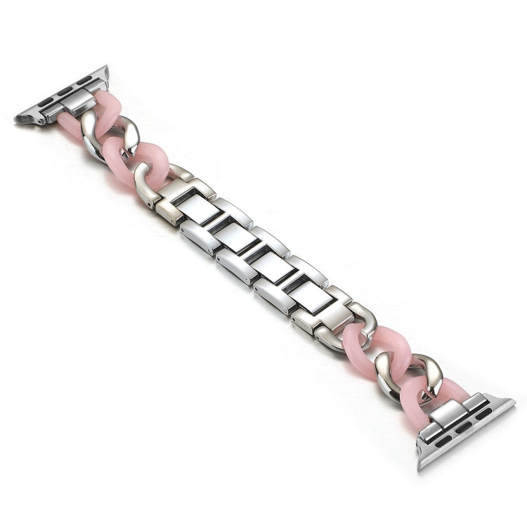 Cowboy Chain + Resin Metal Replacement Strap Watchband For Apple Watch Series, 7 41mm / 6 & SE & 5 & 4 40mm / 3 & 2 & 1 38mm, 7 45mm / 6 & SE & 5 & 4 44mm / 3 & 2 & 1 42mm