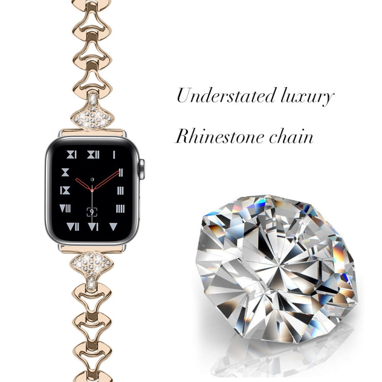 Sector Shape Diamond Metal Replacement Strap Watchband For Apple Watch Series, 7 41mm / 6 & SE & 5 & 4 40mm / 3 & 2 & 1 38mm, 7 45mm / 6 & SE & 5 & 4 44mm / 3 & 2 & 1 42mm