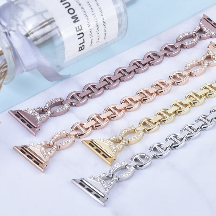 Diamond Stainless Steel Replacement Strap Watchband For Apple Watch Series, 7 41mm / 6 & SE & 5 & 4 40mm / 3 & 2 & 1 38mm, 7 45mm / 6 & SE & 5 & 4 44mm / 3 & 2 & 1 42mm