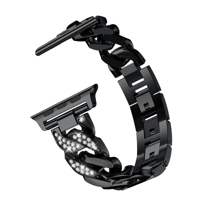 Single Row Denim Diamond Alloy Watchband, For Apple Watch Series 8&7 41mm / SE 2&6&SE&5&4 40mm / 3&2&1 38mm, For Apple Watch Series 8&7 45mm / SE 2&6&SE&5&4 44mm / 3&2&1 42mm