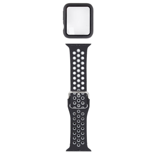 Silicone Replacement Strap Watchband + Protective Case with Screen Protector Set For Apple Watch Series, 3 & 2 & 1 42mm, For Apple Watch Series 6 / 5 / 4 / Watch SE 44mm
