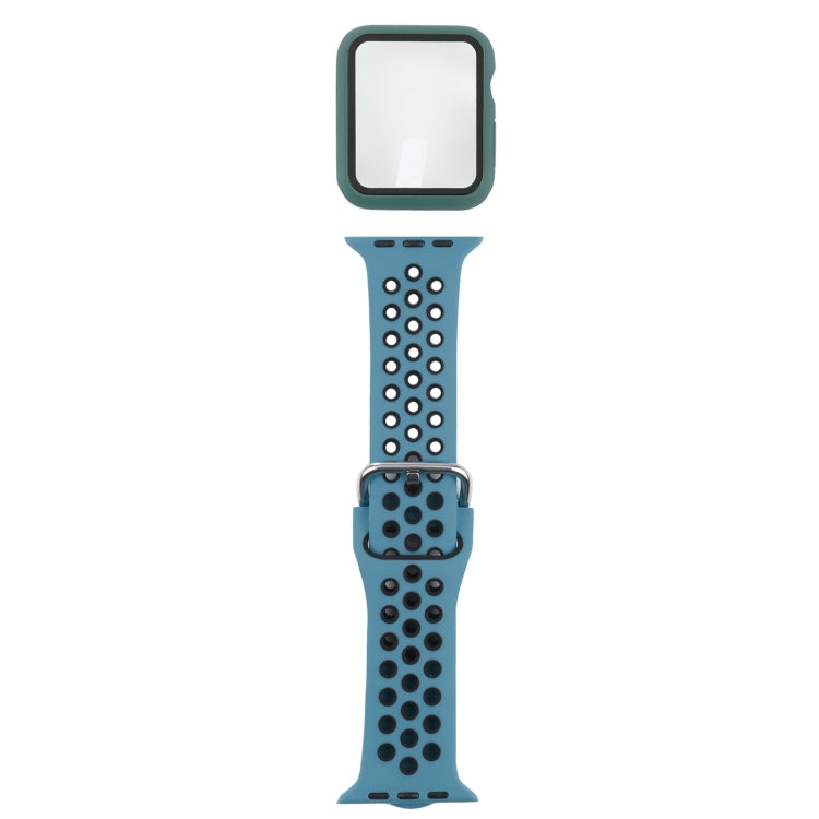 Silicone Replacement Strap Watchband + Protective Case with Screen Protector Set For Apple Watch Series, 3 & 2 & 1 42mm, For Apple Watch Series 6 / 5 / 4 / Watch SE 44mm