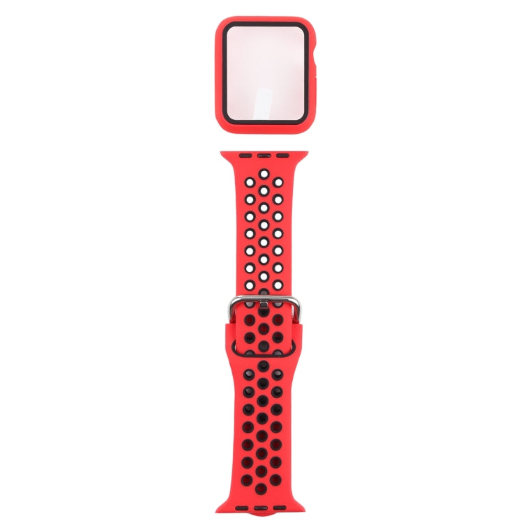 Silicone Replacement Strap Watchband + Protective Case with Screen Protector Set For Apple Watch Series, 3 & 2 & 1 42mm, For Apple Watch Series 6 / 5 / 4 / Watch SE 44mm