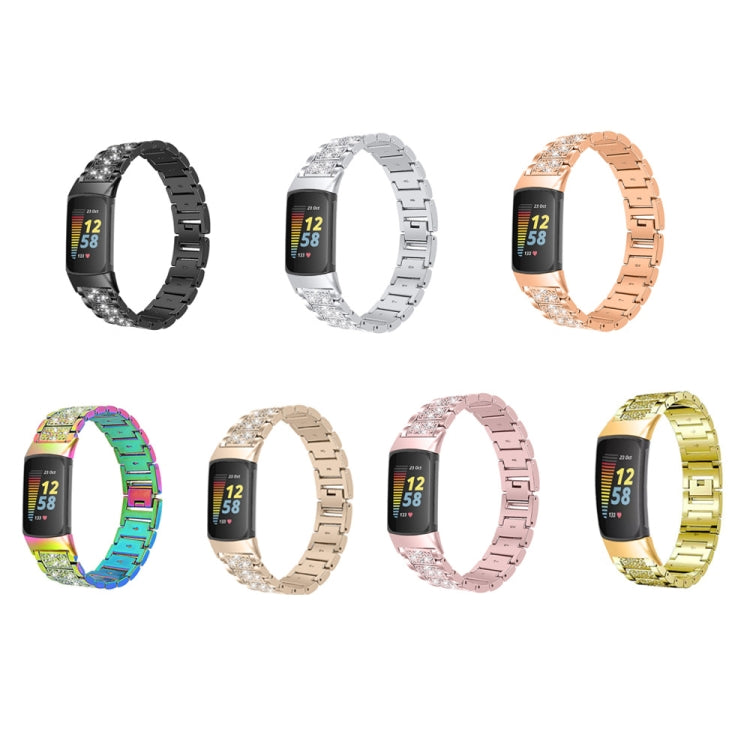 Diamond Stainless Steel Replacement Strap Watchband, For Fitbit Charge 5