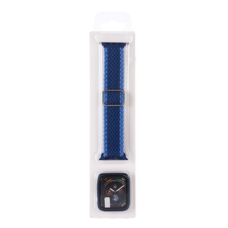 Adjustable Striped Woven Nylon Watchband + Watch Case Set For Apple Watch Series, 7 41mm/6&SE&5&4 40mm/3&2&1 38mm, 7 45mm/6&SE&5&4 44mm/3&2&1 42mm