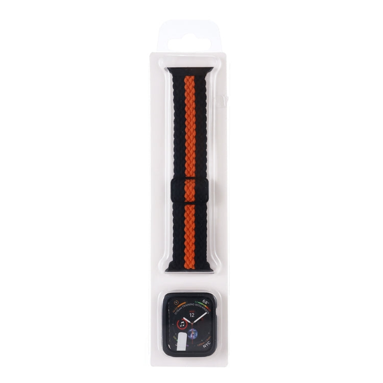 Adjustable Striped Woven Nylon Watchband + Watch Case Set For Apple Watch Series, 7 41mm/6&SE&5&4 40mm/3&2&1 38mm, 7 45mm/6&SE&5&4 44mm/3&2&1 42mm