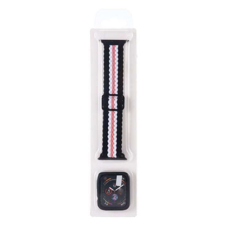 Adjustable Striped Woven Nylon Watchband + Watch Case Set For Apple Watch Series, 7 41mm/6&SE&5&4 40mm/3&2&1 38mm, 7 45mm/6&SE&5&4 44mm/3&2&1 42mm