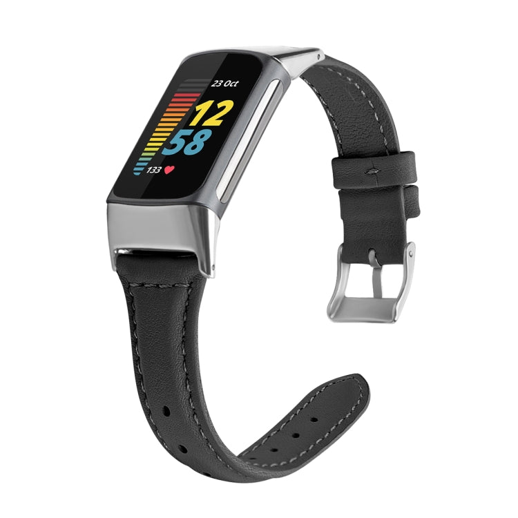 For Fitbit Charge 5 FC5-18 Leather Strap Watchband, S