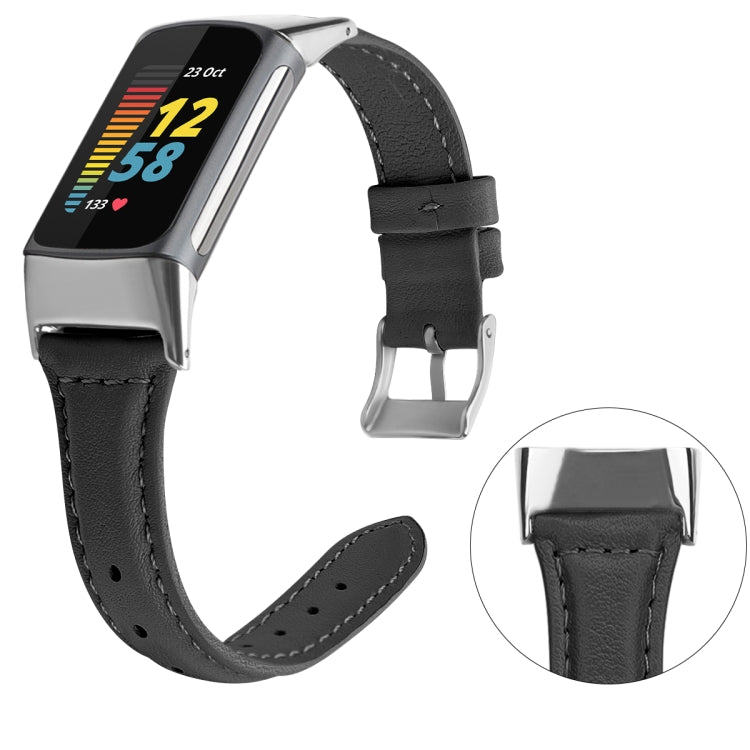 For Fitbit Charge 5 FC5-18 Leather Strap Watchband, S