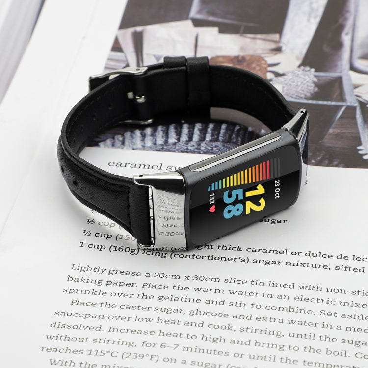 For Fitbit Charge 5 FC5-18 Leather Strap Watchband, S