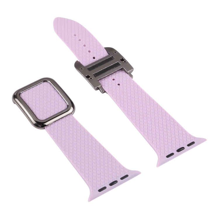 Black Buckle Silicone Watchband For Apple Watch Series, 7 45mm / 6&SE&5&4 44mm / 3&2&1 42mm
