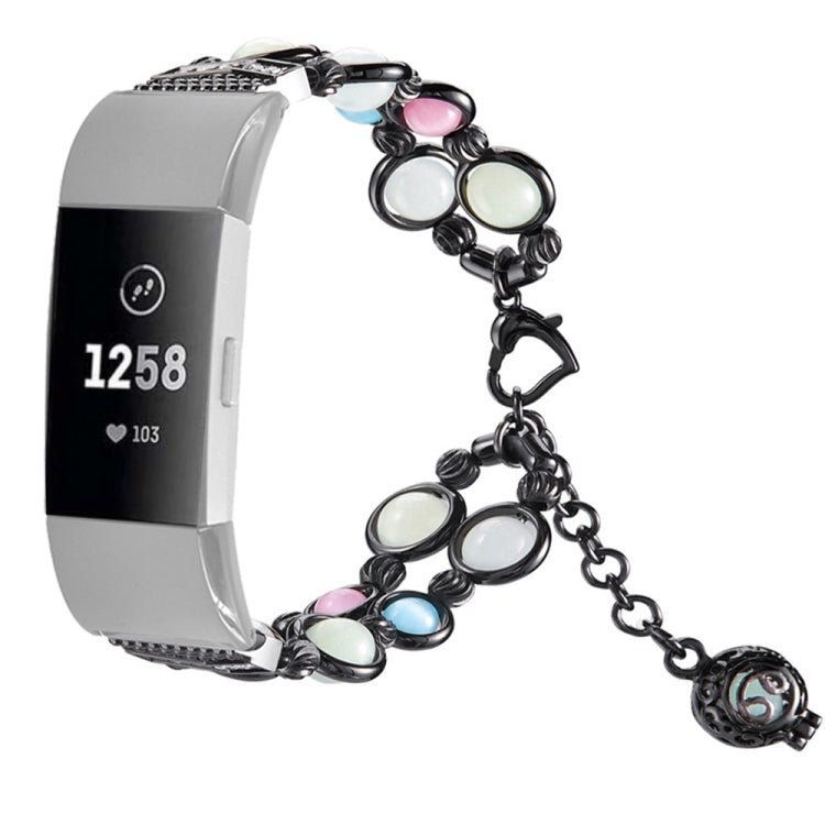 Agate Luminous Bead Steel Watchband, For Fitbit Charge 5